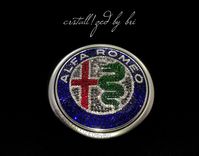 Alfa Romeo Crystallized Car Auto Emblem Bling Genuine European Crystals Bedazzled 2 small