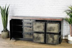 Industrial Credenza With Drawers. Rustic Filing Cabinet. Modern Office Furniture Reclaimed Wood. 5 small