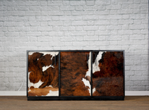 Cowhide Media Console, Leather Sideboard, Rustic Credenza, Modern Ranch Style Buffet, 3 small
