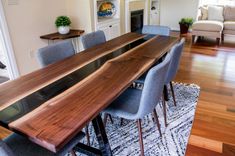 Walnut Epoxy Dining Table, Walnut River Table, Epoxy River Table, Live Edge Epoxy 5 small