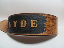 Custom Dog Collar For A Large Dog, With A Handcarved Barnwood Design 1 small