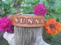 Colorful Leather Dog Collar, Handcarved With Beautiful Flowers 1 small