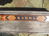 Custom Leather Dog Collar Handcarved With A Karma Theme 1 small