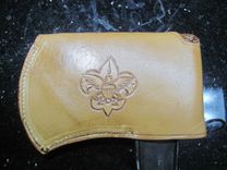 Leather Hatchet Cover Carved With Boy Scouts Of America Logo 2 small