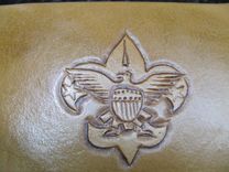 Leather Hatchet Cover Carved With Boy Scouts Of America Logo 3 small