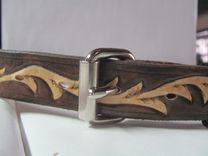 Hand Carved Belt, Two Tone Brown 1 small