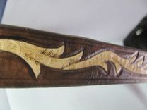 Hand Carved Belt, Two Tone Brown 5 small