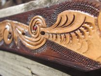 Personalized Hand Carved Leather Dog Collar 1 small