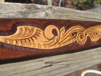Personalized Hand Carved Leather Dog Collar 2 small