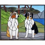 Stained Glass Pet Portrait - Australian Shephards 1 small