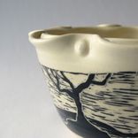 Handmade Ceramic Ruffled Edge Tree Bowl 1 small