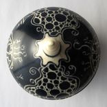 Handmade Stoneware Covered Jar With Bubbles And Swirls 2 small