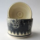 Handmade Stoneware Covered Jar With Bubbles And Swirls 5 small