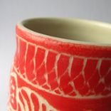 Handmade Stoneware Vase With Butterfly And Leaves In Red 2 small