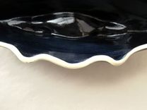Handmade Stoneware Serving Boat With Hand-Carved Weave Pattern 4 small