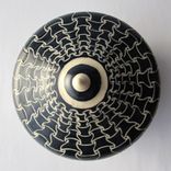 Handmade Stoneware Covered Jar With Full Hounds Tooth Pattern 1 small