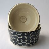 Handmade Stoneware Covered Jar With Full Hounds Tooth Pattern 2 small