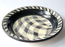 Handmade Stoneware Plate With Black And White Checkered Pattern 1 small