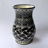 Handmade Stoneware Vase With Celtic Knot And Wave Carved Pattern 1 small