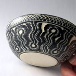 Handmade Stoneware Bowl With Hand Carved Ammonite Design 1 small