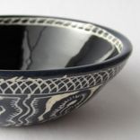 Handmade Stoneware Bowl With Hand Carved Ammonite Design 2 small