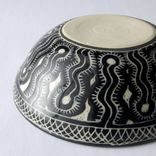 Handmade Stoneware Bowl With Hand Carved Ammonite Design 4 small