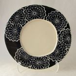 Small Black And White Plate With Carved Flower Pattern 2 small