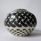 Handmade Stoneware Vase With Celtic Knot And Checkered Pattern 2 small