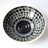 Handmade Stoneware Bowl With Checkered Black And White Pattern 2 small