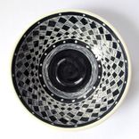 Handmade Stoneware Bowl With Checkered Black And White Pattern 3 small