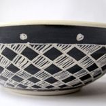Handmade Stoneware Bowl With Checkered Black And White Pattern 4 small