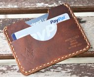 Handmade Leather Parvus Wallet Sunset Oil Tan W/ Money Band 1 small