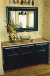 Distressed Dining Table, Buffet, & Mirror 1 small