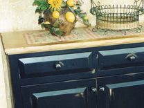 Distressed Dining Table, Buffet, & Mirror 2 small