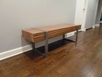 Welded Modern Interior Zebra Wood Bench Seat 2 small