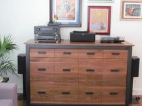 Walnut And Steel Record Storage Cabinet 2 small