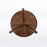 Round Side Table With Three Legs, Handmade In Solid Walnut Wood 2 small