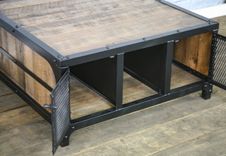 Vintage Style Coffee Table. Reclaimed Wood And Steel Coffee Table. Rustic Coffee Table With Storage. 6 small