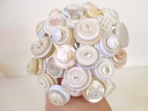 Vintage Cream And White Buttons Bridal Bouquet 3 small