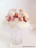 Cream, Pink, And White Buttons Bridal Bouquet 2 small