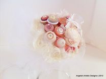 Cream, Pink, And White Buttons Bridal Bouquet 3 small