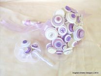 Lilac And White Buttons Bridal Bouquet Set 1 small