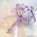 Lilac And White Buttons Bridal Bouquet Set 2 small