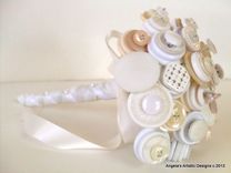 Lilac And White Buttons Bridal Bouquet Set 4 small