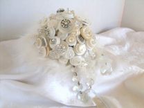 Cream And White Crystals And Buttons Bridal Bouquet 5 small