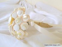 Vintage Cream Buttons Bridal Bouquet Set 4 small