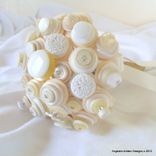 Vintage Cream Buttons Bridal Bouquet Set 5 small