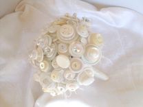 Winter White Button Bridal Bouquet 3 small