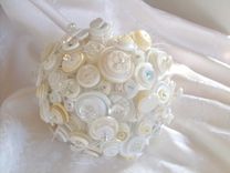 Winter White Button Bridal Bouquet 4 small