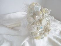 Winter White Button Bridal Bouquet 1 small